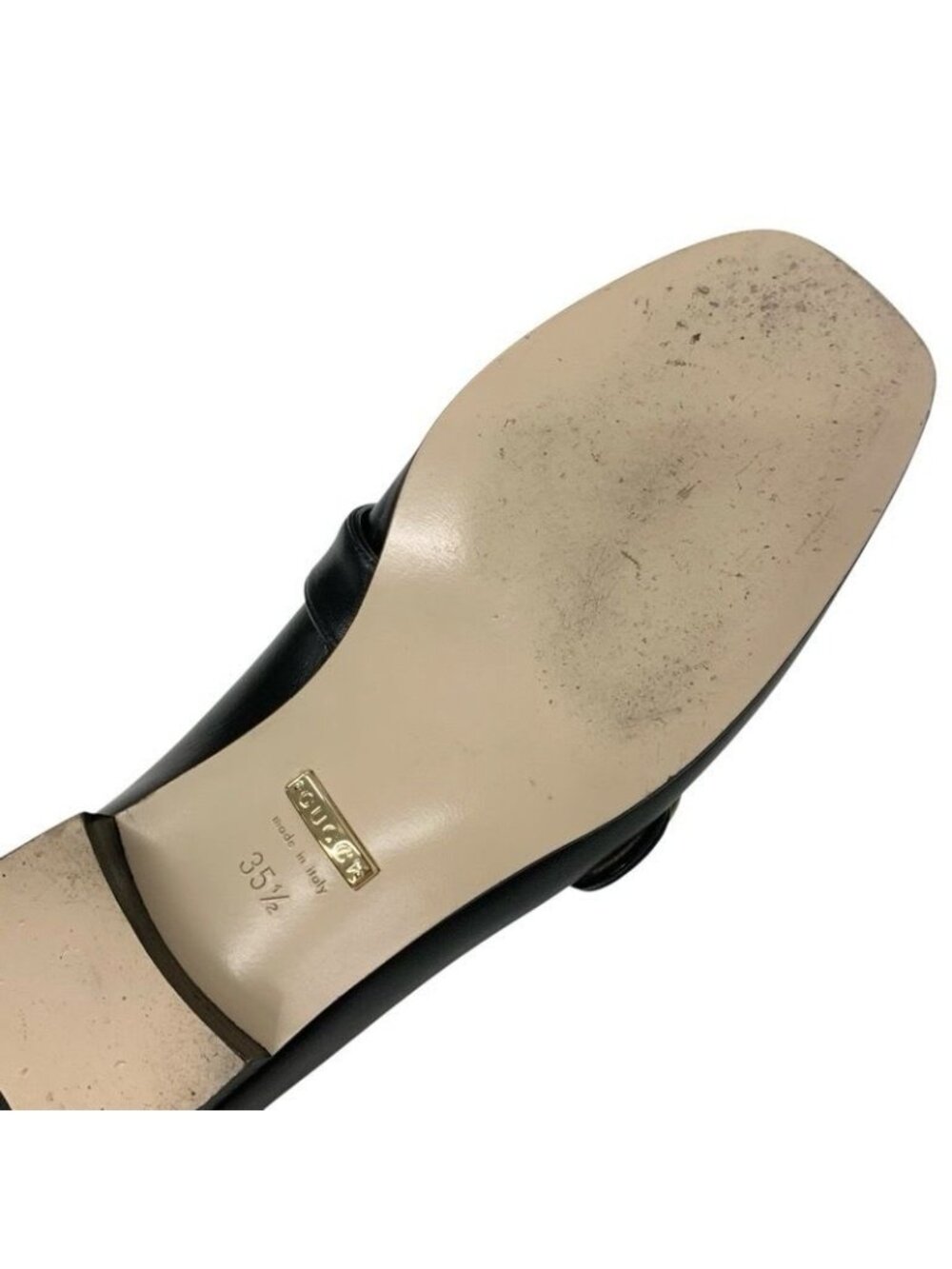 Gucci Loafer Leather Shoes Black Gold Double G GG Marmont - Picture 9 of 11